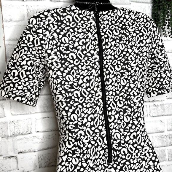 H&M Black & White Fit & Flare Short Sleeve Dress Size 6 Medium - Picture 5 of 7
